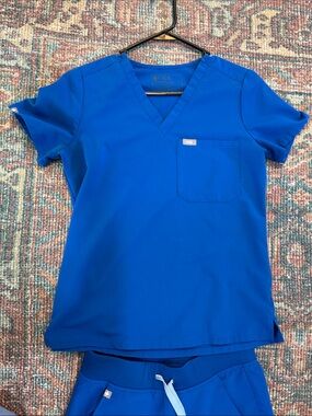 Figs Royal Blue V-Neck Scrub Top